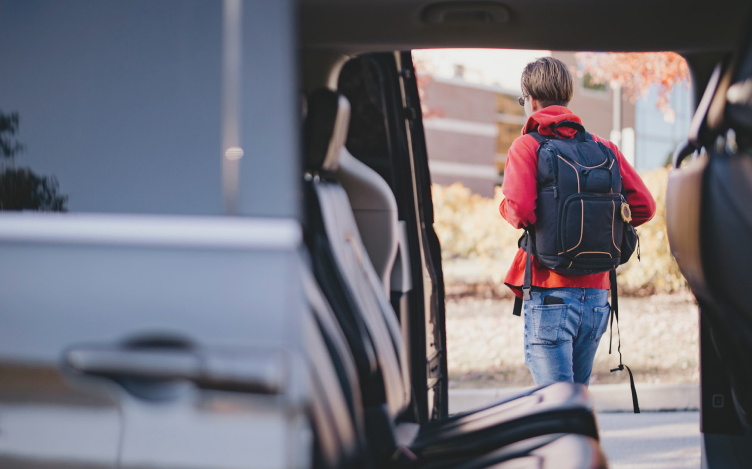 Student being dropped off at school