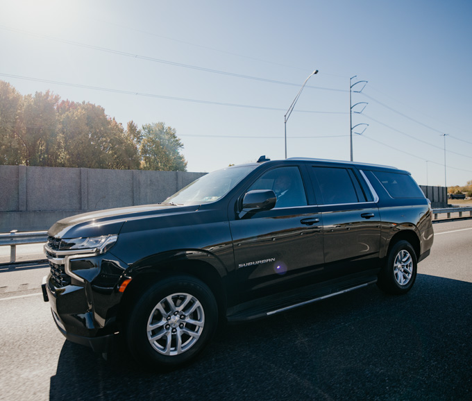 SUV driving on a highway